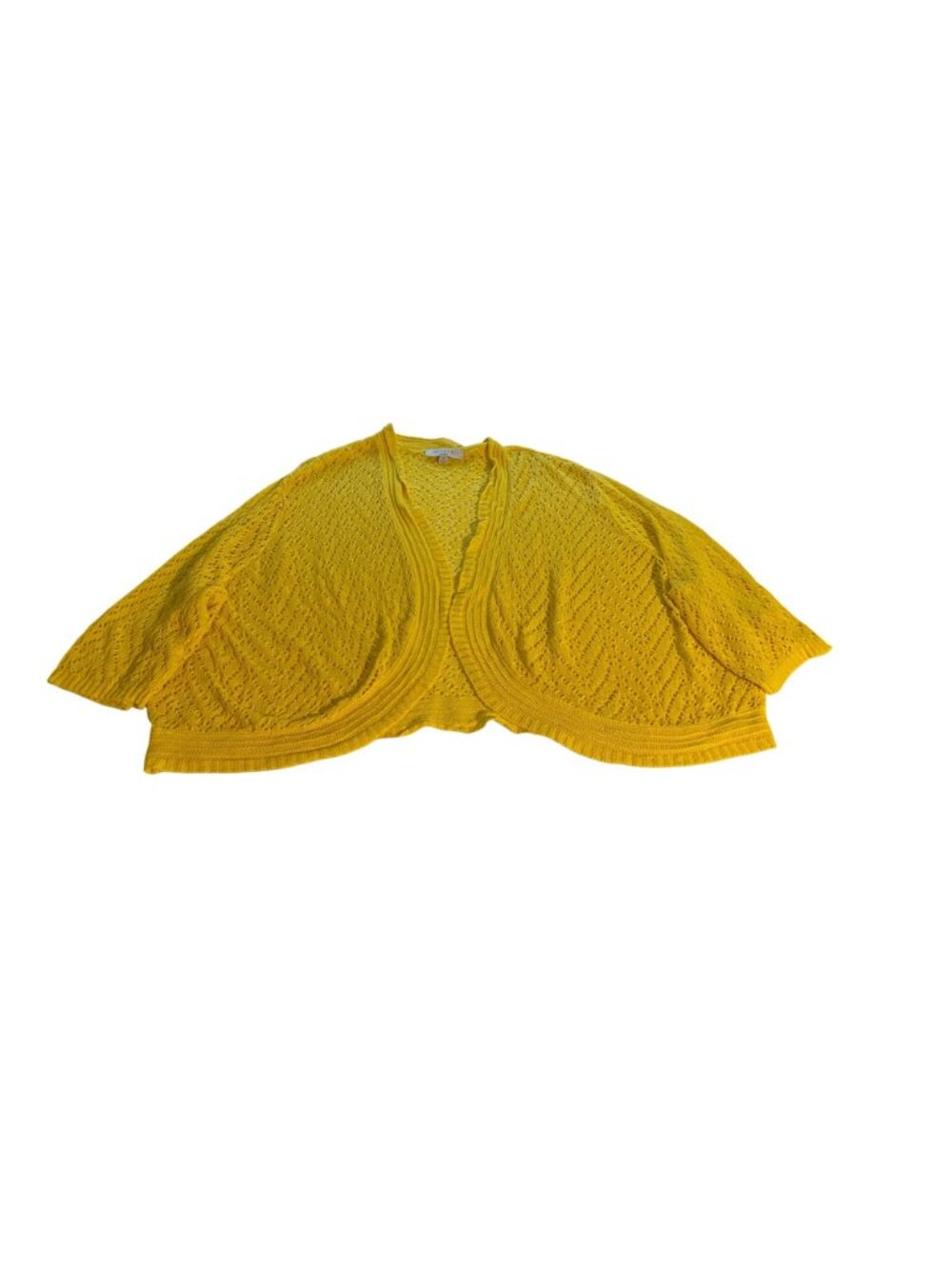 Finque Women 3X Yellow Cardigan Sweater Cropped Open Front Crochet Boho Cottage - Picture 6 of 8